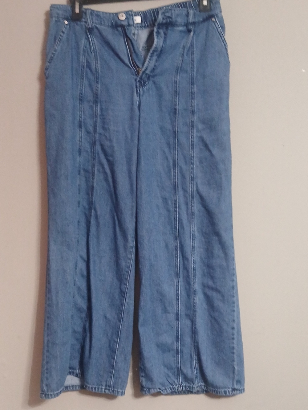 Wide Leg Women's Denim Jeans - Blue